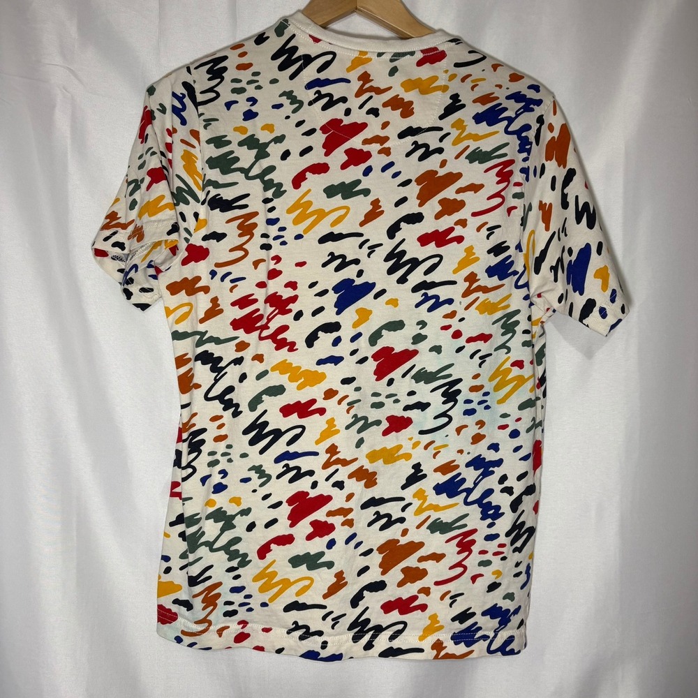 LCKR Mens Abstract Scribble Print T-Shirt Multi-Color Cotton Short Sleeve Small - Picture 2 of 5